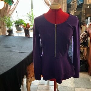 VENUS Purple Zippered Peplum Blouse